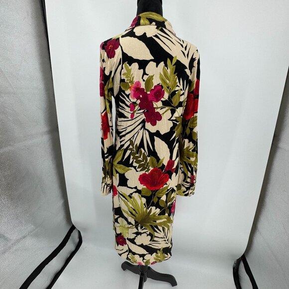 Tommy‎ Bahama Tropical Print Long Sleeve Stretch Shirt Dress M Stretch Button Up - Picture 6 of 7